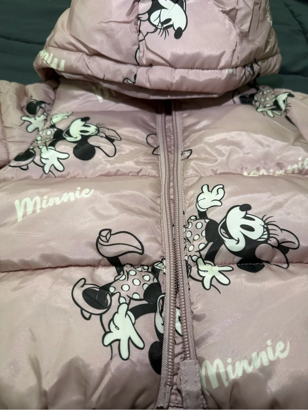H&M Pink Minnie Mouse Puffer Jacket with Hood